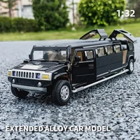 simulation 132 alloy hummer lengthen limousine metal diecast car model pull back flashing musical kids toy vehicles gift boys