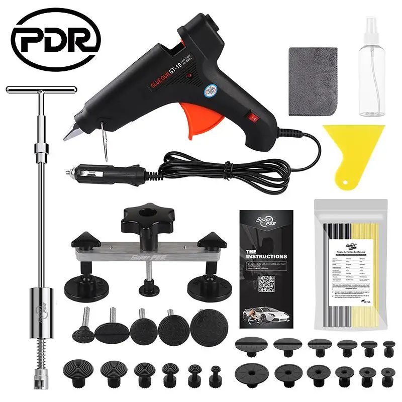 PDR Paintless Dent Repair Kit Car Body Hail Dents Removal Pullers Black Suction Cups Dent Pulling Bridge Car Charge Glue Gun