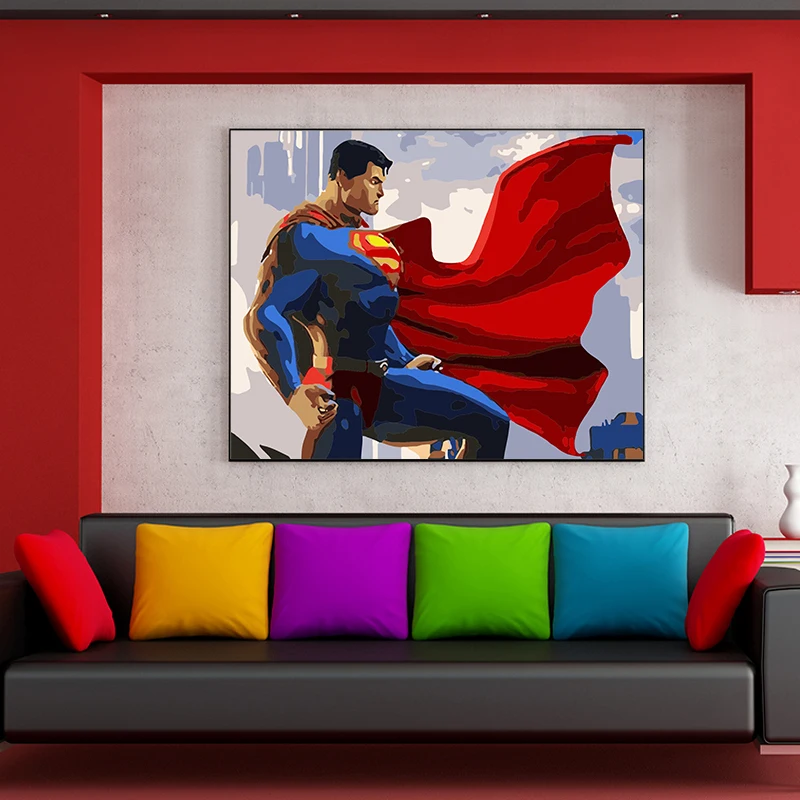 Картина по номерам супер герой сталь воин Супермен Паук фильм черный рыцарь