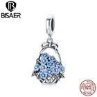 Бусины из серебра 925 пробы с синей эмалью для браслетов и ожерелий