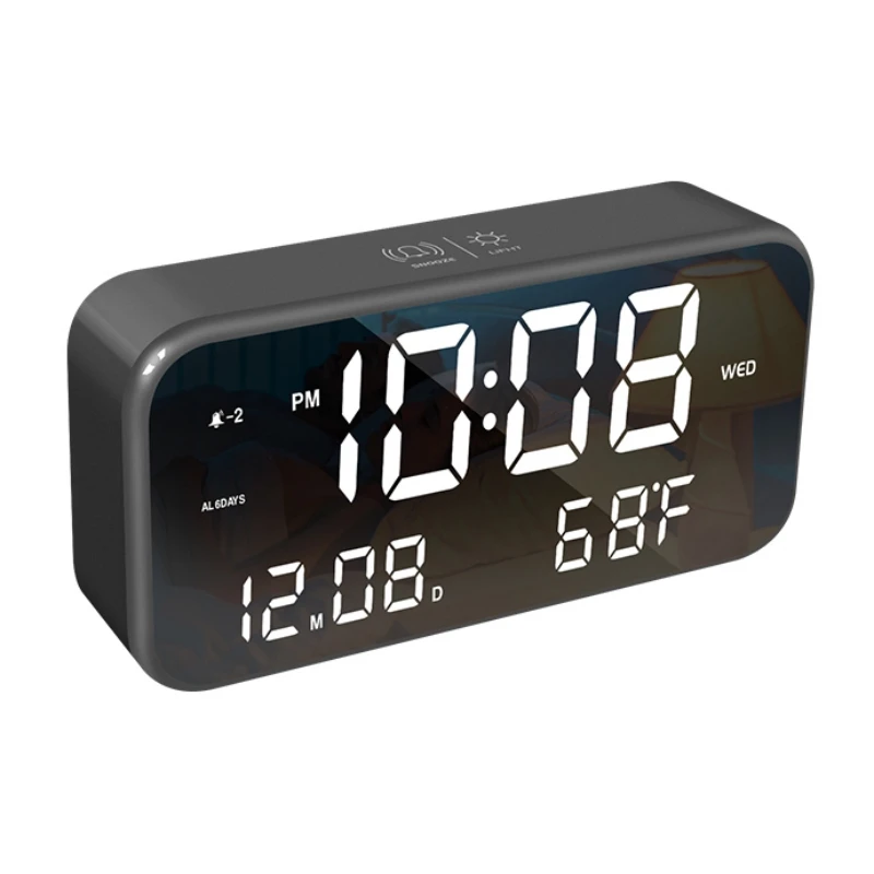 

LED Digital Alarm Clock Backlight Snooze Mute Calendar Desktop Intelligent Acoustic Control Temperature Function Clock