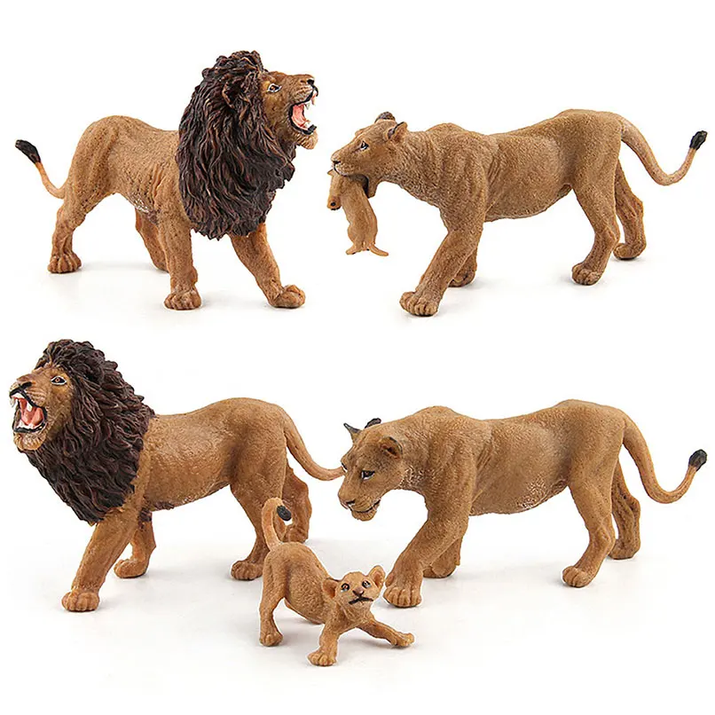 

13cm Savage African Wild Animals Lions Action Figures Toys High Quality Male Female Lion Baby Decoration Model Toy Kid Gift