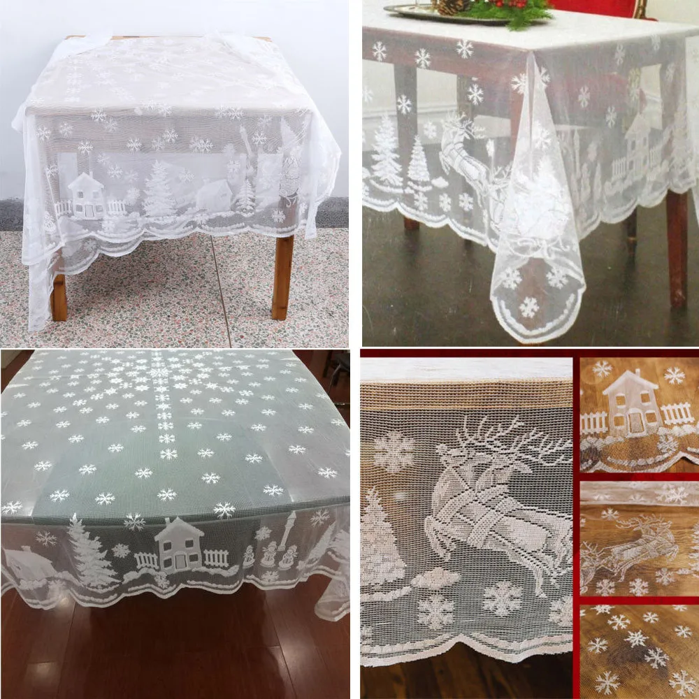 Скатерть кружевная белая 3 размера F1|Скатерти| |