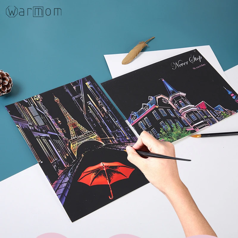 Детские игрушки для рисования Warmom 4 шт. картины сделай сам с изображением пейзажа