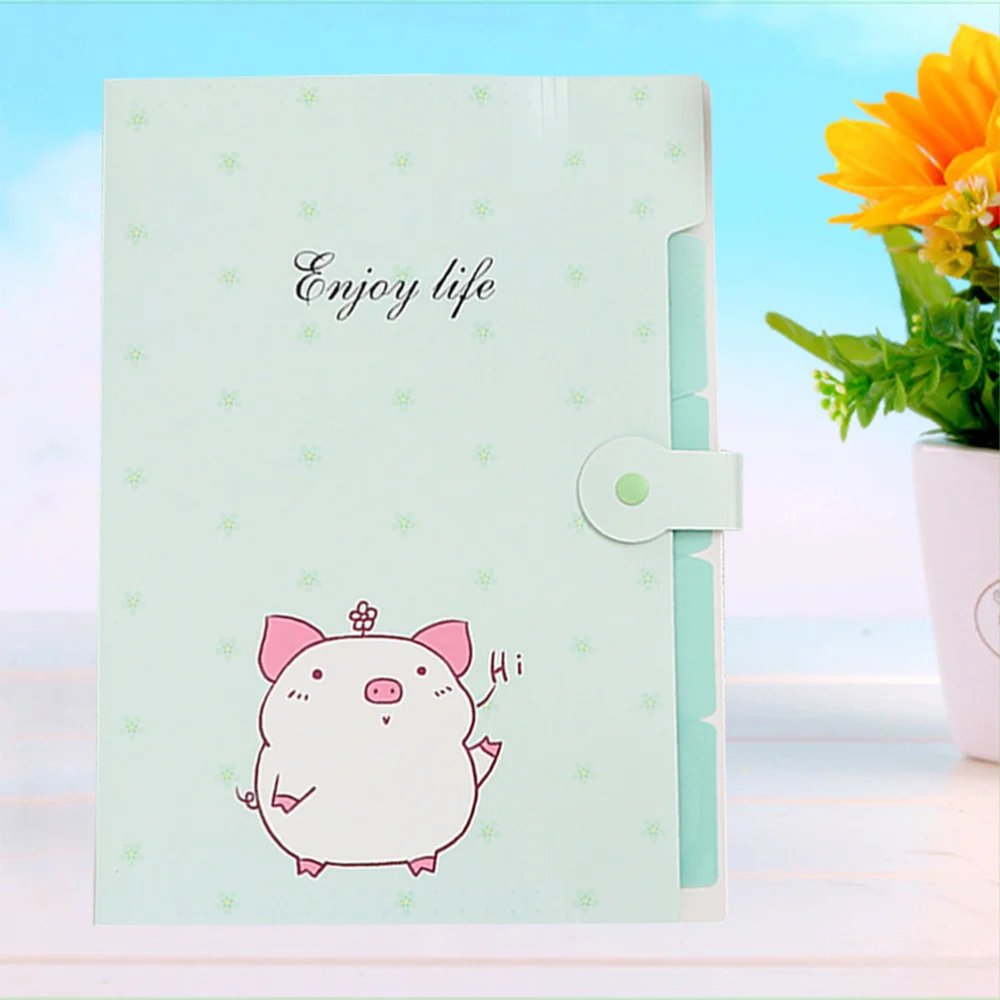 

A4 Expanding File Folder Cartoon Document Holder Package Storage Folder for Students Office Supplies (Green)