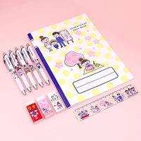 japan pentel limited joint cute cartoon cute girl press 0 5mm gel pen notebook rubber ruler school stationery set