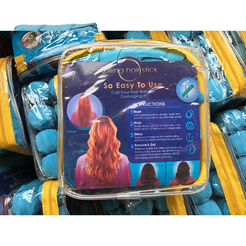 Hair Rollers Sleep Styler Kit Long Cotton Curlers DIY Styling Tools Blue Color Magic Dressing Charming Dry&amp Wet | Красота и