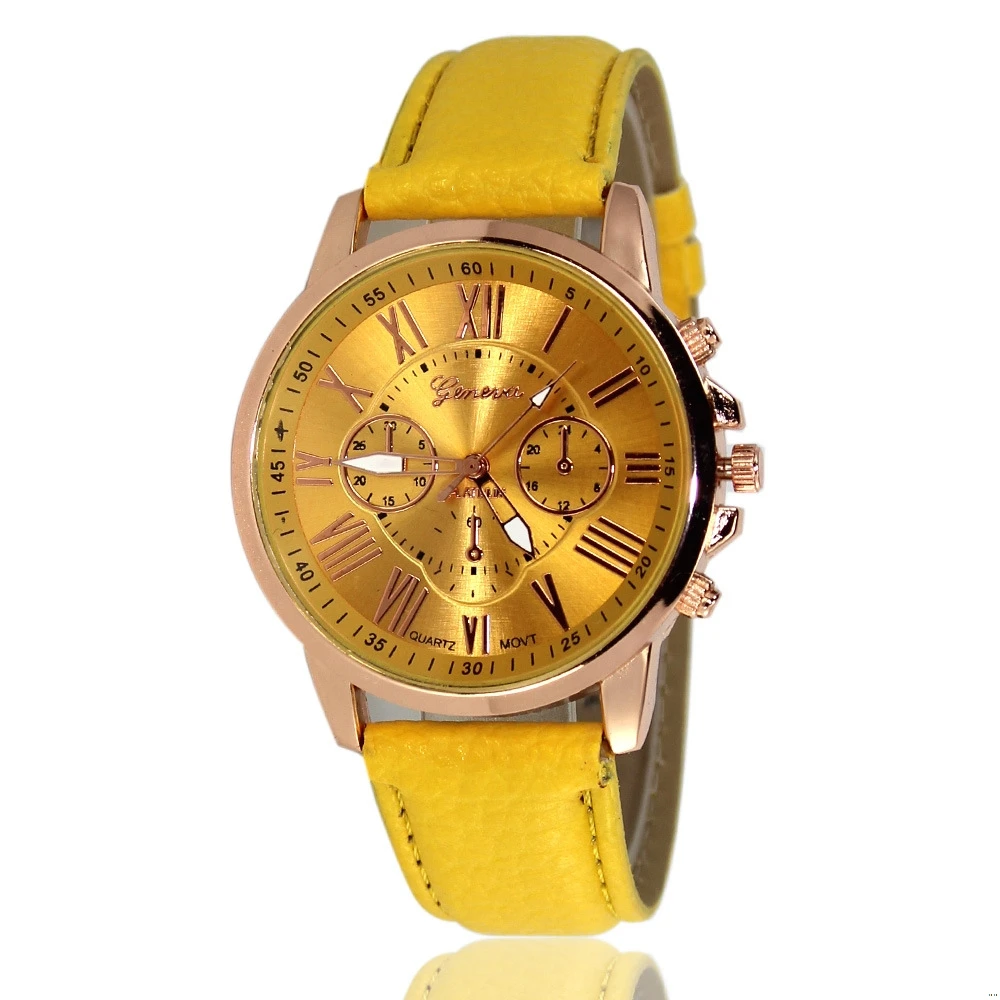 

Fashion Geneva Watch For Children Red Leather Three Eyes Roman Digital Pattern Alloy Dial Quartz Wristwatch kids' Watches Reloj