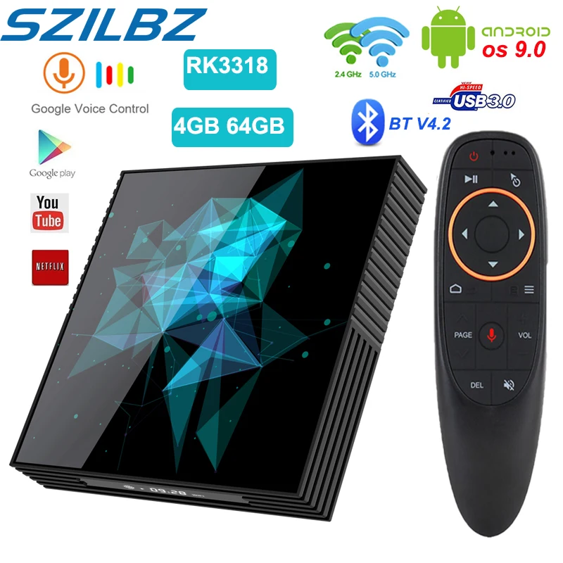 A95X Z2 ТВ приставка Android 9 0 4GB 32 GB/64 GB 4K проигрыватель Google RK3318 2 4G/5G Wifi Bluetooth 4 IP tv BoxPK H96 Max