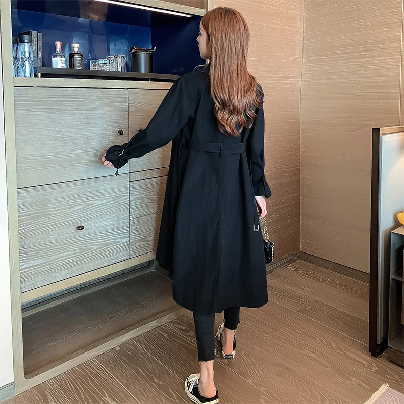 

autumn spring comfortable solid simple trench temperamental high quality office lady vintage elegant cute long a-line trench