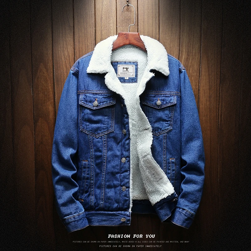Men Jacket And Coat Trendy Warm Fleece Denim 2019 Winter Fashion Mens Jean Outwear Male Cowboy Plus Size | Мужская одежда