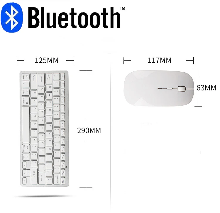 Bluetooth клавиатура Мышь Wlreless Многоязычная комбо для Android/планшет на базе ОС Windows PC
