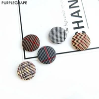 10pcs cloth button diy earrings jewelry accessories handmade material lattice texture temperament minimalism