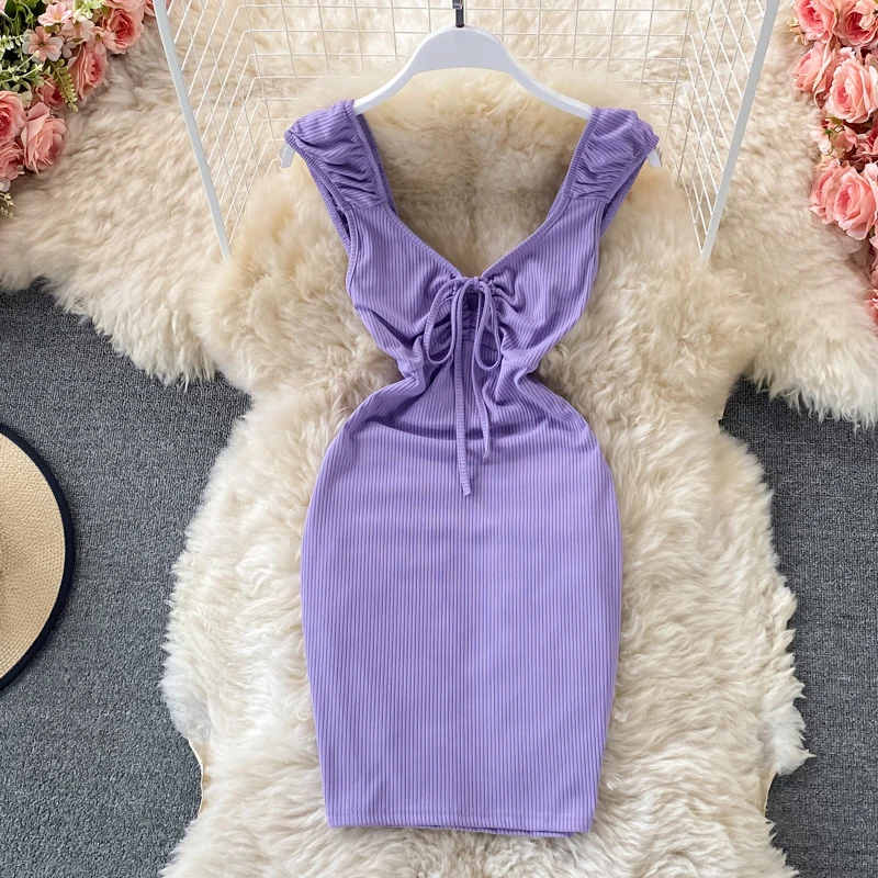 

Sexy dresses for women v-neck backless dress solid color dresses woman A-line woman dress 2021 summer new slim fit ins