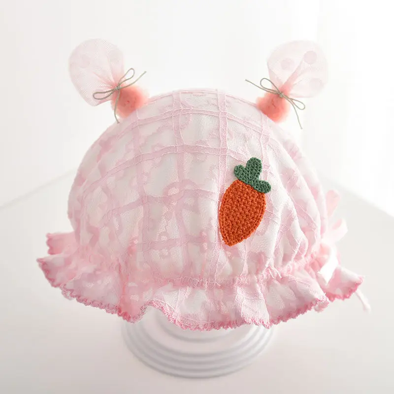 

W046 3 month-1.5year lace edge spring summer girl Bucket Hat for newborn baby Sun Hat Fisherman cap Cotton caps for Kids Toddler