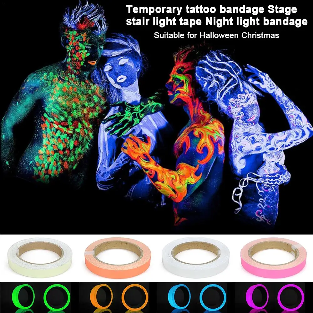Временные тату бандаж светоотражающая флуоресцентная лента стикер черного