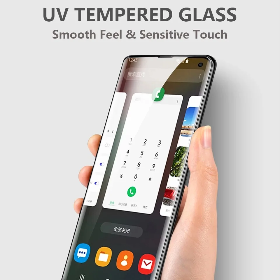 Стекло с УФ-клеем для Samsung Note10 Plus S9 S8 Защитное стекло экрана Galaxy S10 plus S20 Note 8 9