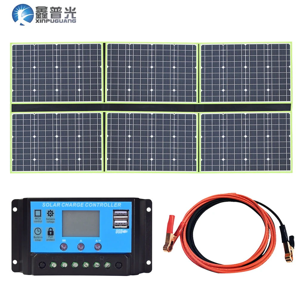 xinpuguang 100w 150w 150w 200w 300w 300w 12v/20v гибкая солнечная батарея панель складной портативный домашний комплект наружного зарядного устройства 5v USB для телефона автомобиля RV походы туристическая лодка походн - Цвет: 300w kit