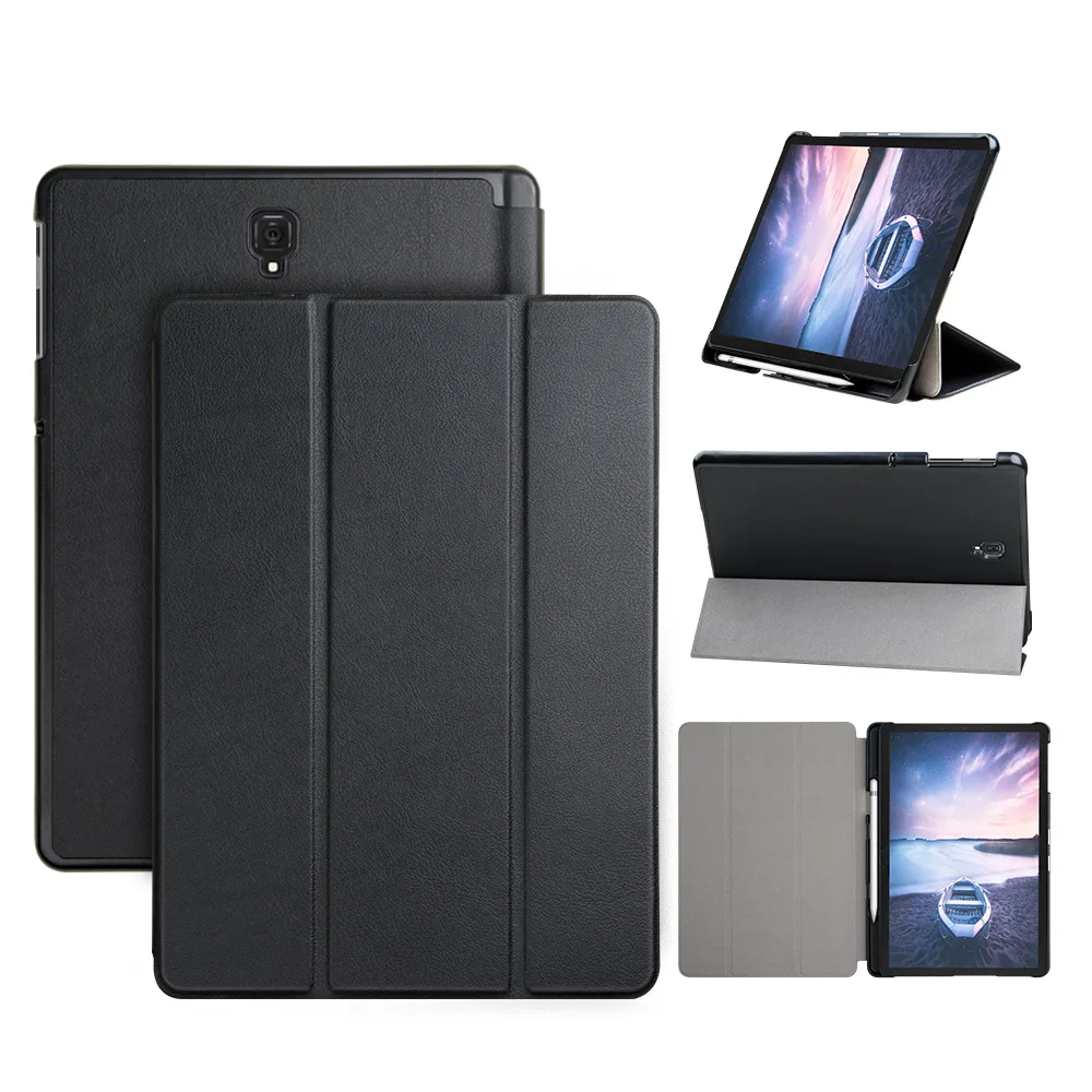 

Двухскладной чехол-подставка для Samsung Galaxy TAB S4 T835 10,5 дюйма, кожаный чехол для планшета с карманом для ручки, защитная задняя крышка