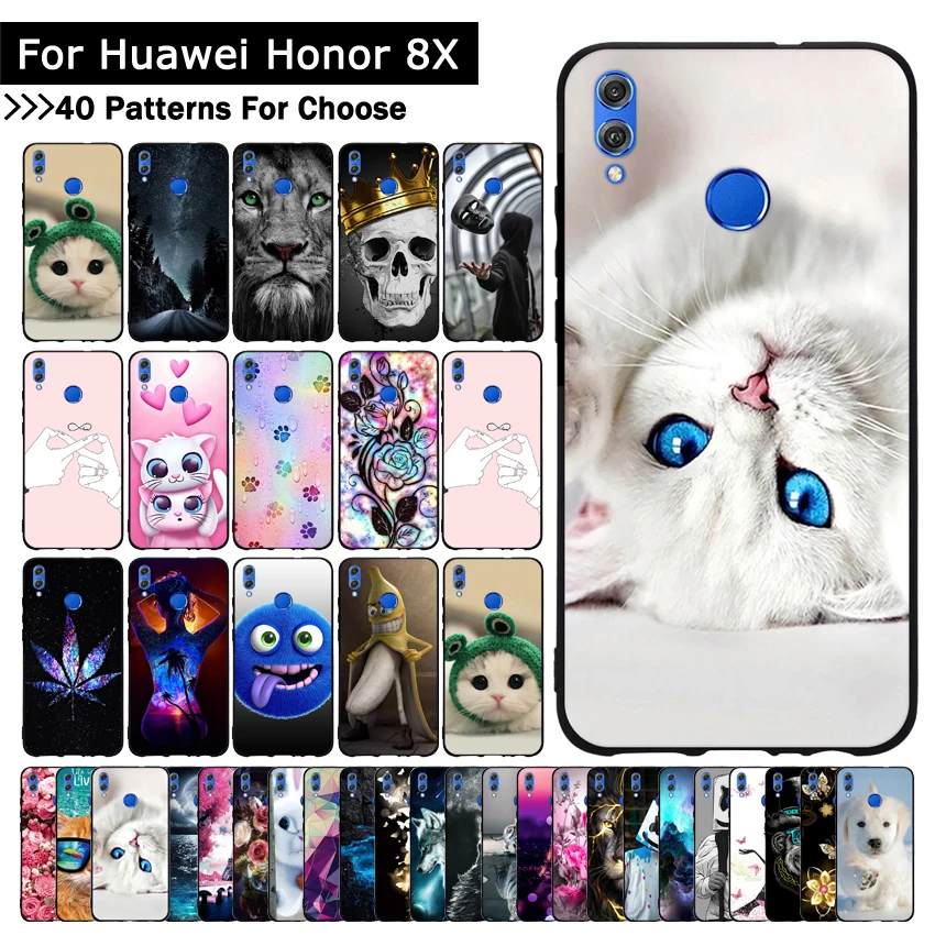 Милый мультяшный ТПУ чехол для Huawei Honor 8X ультра тонкий силиконовый с рисунком 8x8 X