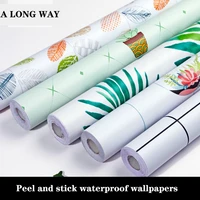 peel and stick green leaf waterproof wallpaper self adhesive contact paper bathroom for wall home decorative wallpapers sticker