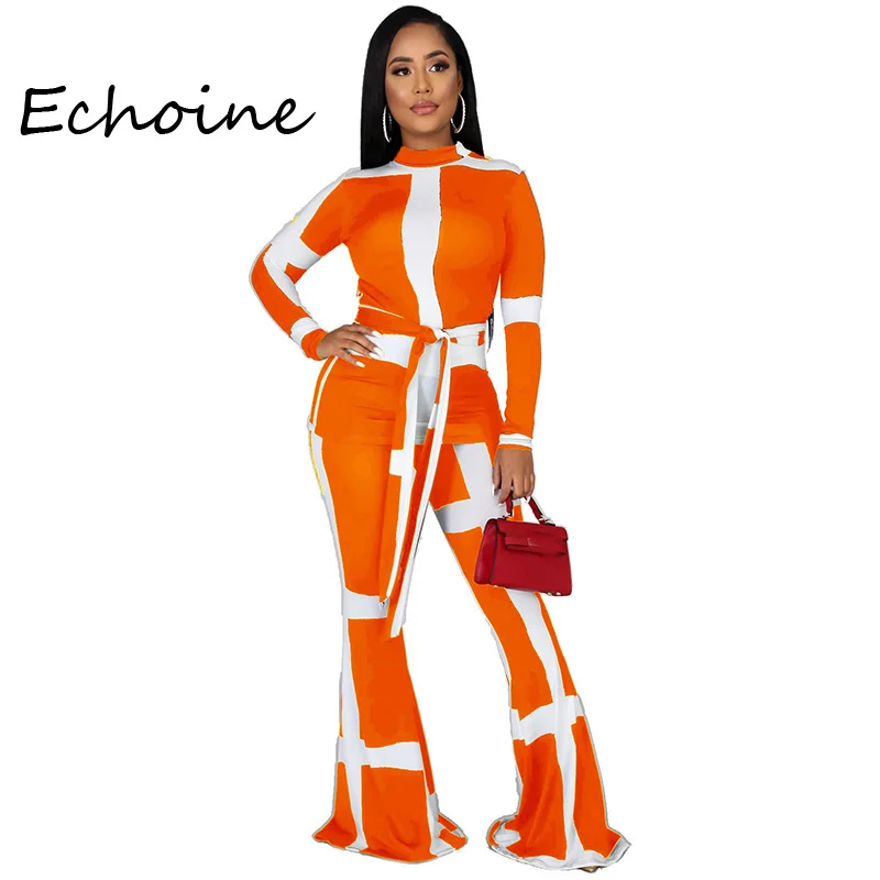 Повседневный комплект из двух предметов полосатых бандажных брюк Цветные