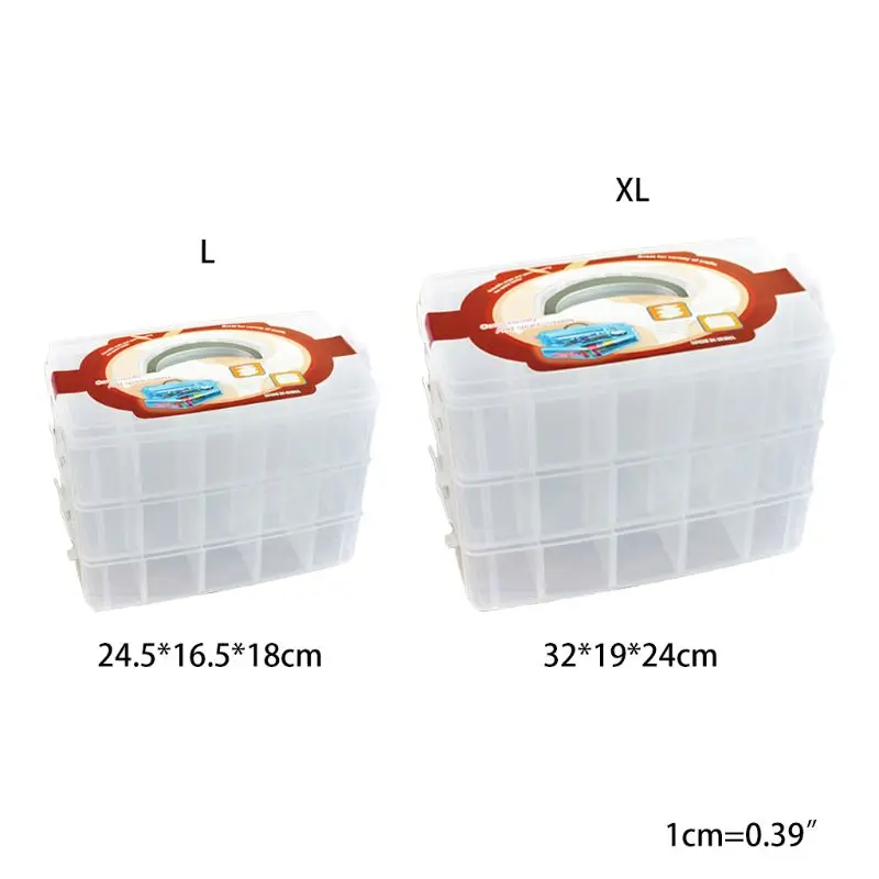 

Detachable 3 Layer Clear Plastic Container Storage Box Organizer Case Portable Finishing Tool with Lid Handle Gadget