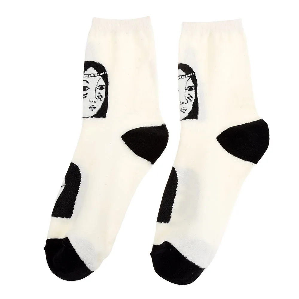Хлопковые короткие носки с забавным рисунком головы в японском стиле