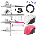 Onnfang Горячая продажа набор воздушных компрессоров с двойным действием Аэрограф Краскораспылитель для дизайна ногтей макияж Air-кисть комплект