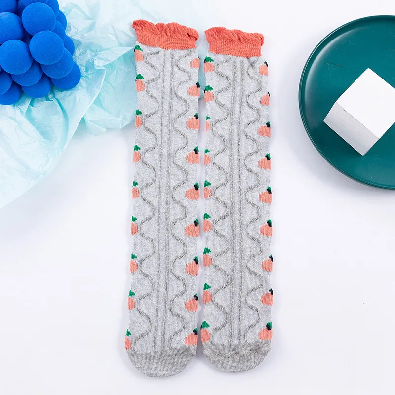 

2021 New Spring and Summer Children's Stockings Girls Pastoral Lace Stockings Children's Straight Knee-to-knee Pile Stockings