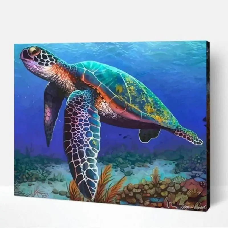 

JustPaint Claire The Turtle Painting By Numbers Set DIY Home Decor malowanie po numerach Pictures Drawing On Canvas For Adults