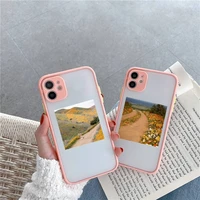 cottagecore style phone case pink matte transparent for iphone 7 8 x xs xr 11 12 pro plus max mini clear funda