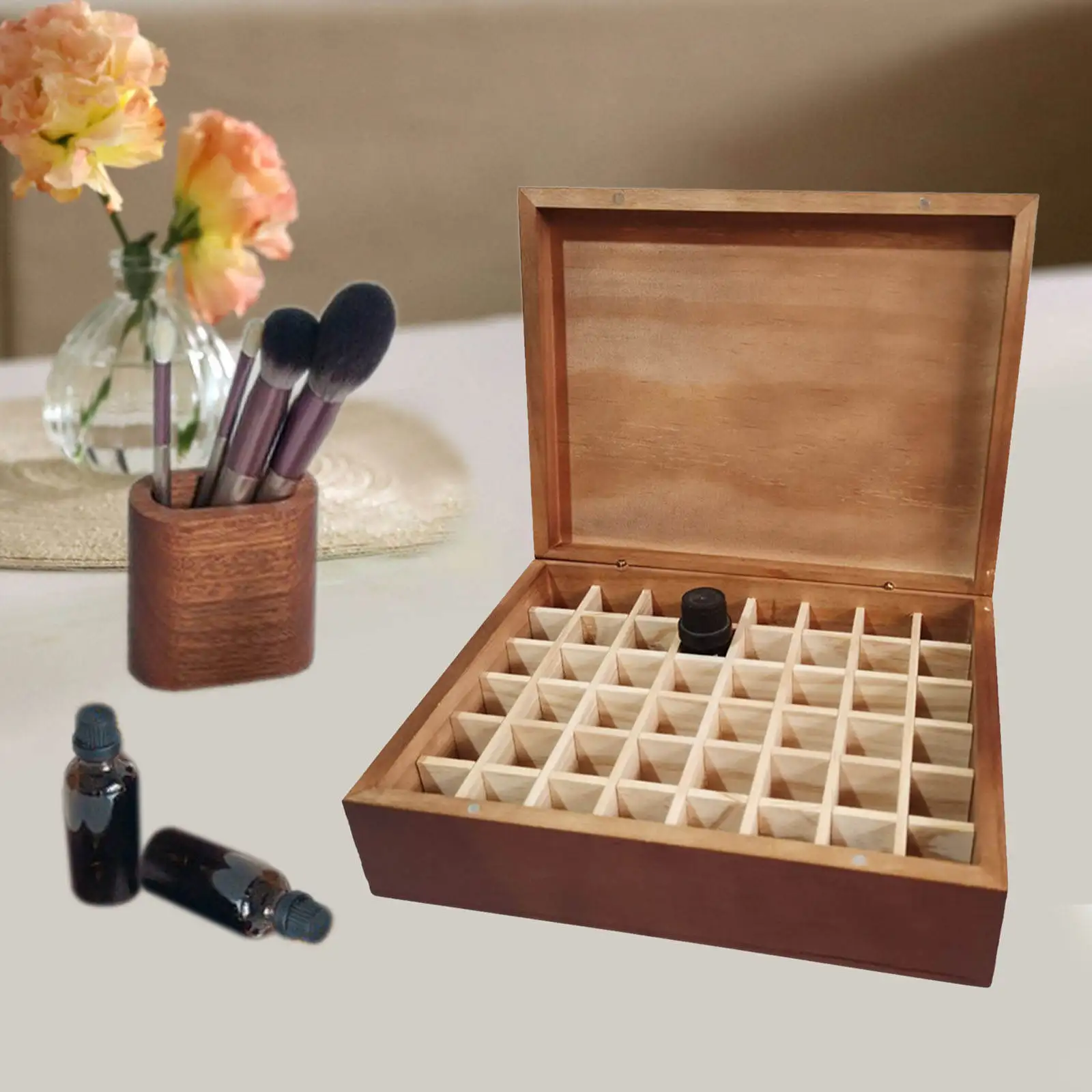 

Portable Essential Oil Storage Holder 48 Slots 5ml Carry Organizing Collection Wooden Organizer Box Wooden Container