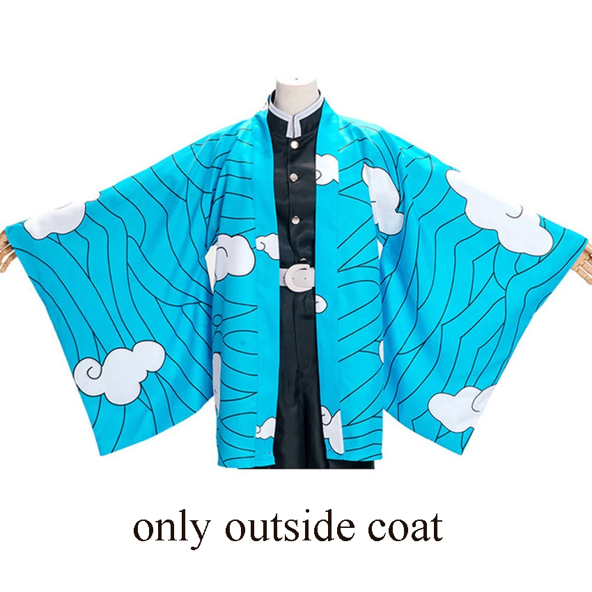 outside coat Аниме Kimetsu no Yaiba Demon Slayer Urokodaki Sakonji Рождественский Карнавальный костюм для мужчин и женщин Униформа пояс куртка комплект кимоно - Цвет: outside coat