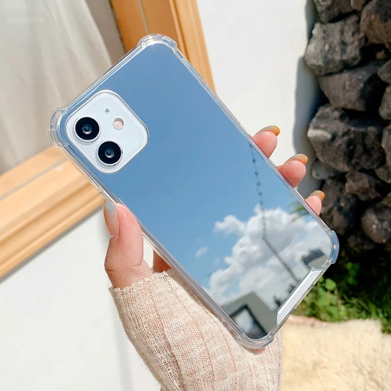 Чехлы для iPhone 12 прозрачный зеркальный чехол 13 11 Pro Max XR XS 7 8 Plus Мягкий