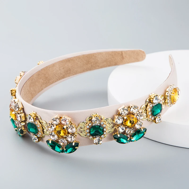 hot selling party hoops for female baroque fashionable personality sunflower inlaid shiny rhinestone glass big brand hair band free global shipping