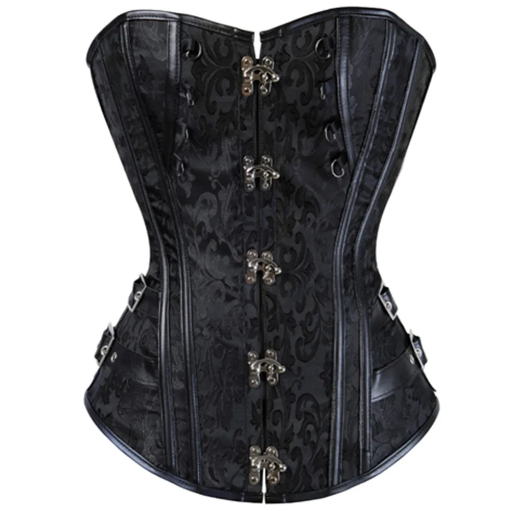 Корсет со стальными костями корсет стимпанк спиральный коричневый и черный