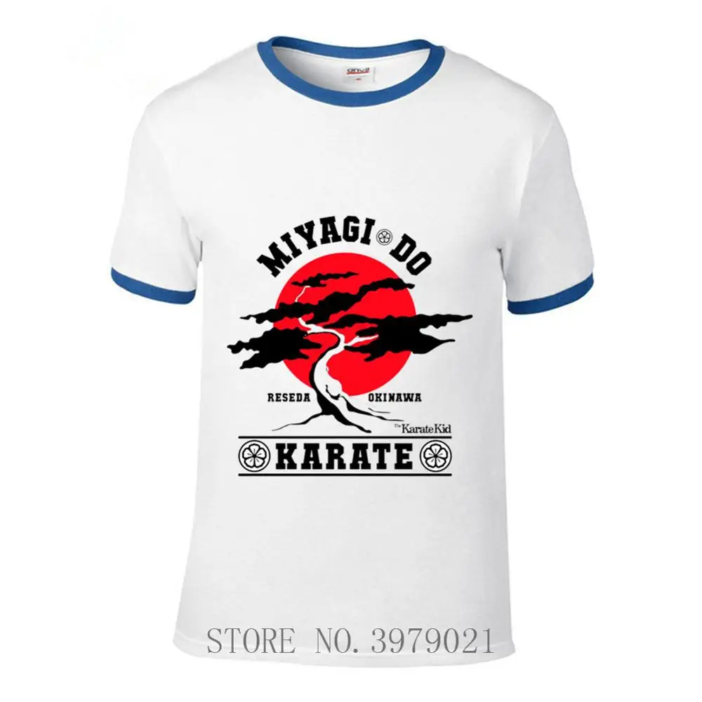 Кобра Кай Ретро рукав кунг-фу футболки Мужская футболка мигаги до бонсай дерево