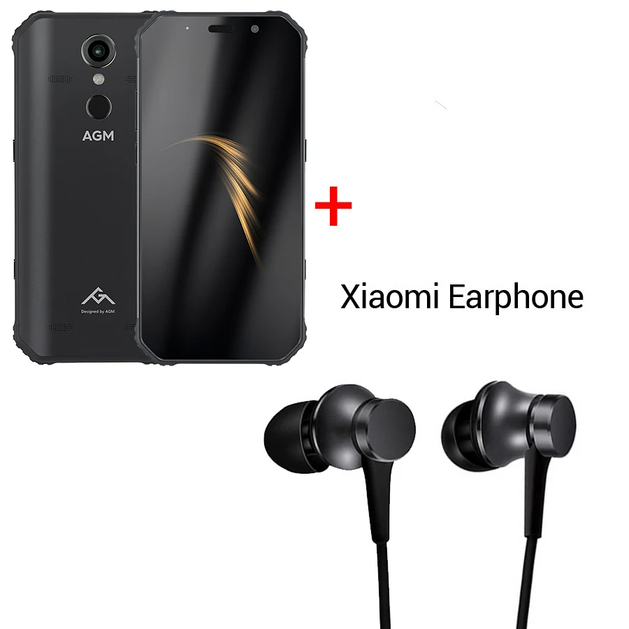 Black n Earphone AGM A9 IP68 водонепроницаемый мобильный телефон 5,9" HD 18:9 4 Гб ОЗУ 32 Гб ПЗУ Qualcomm SDM450 Восьмиядерный 5400 мАч отпечаток пальца тип-c NFC - Цвет: Black n Earphone
