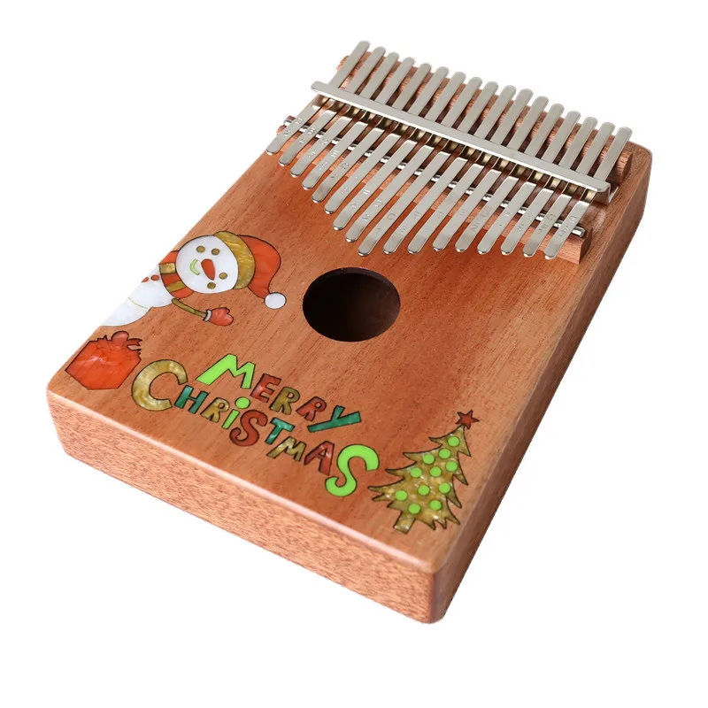 Новое 17-тоновое рождественское пианино для большого пальца из красного дерева