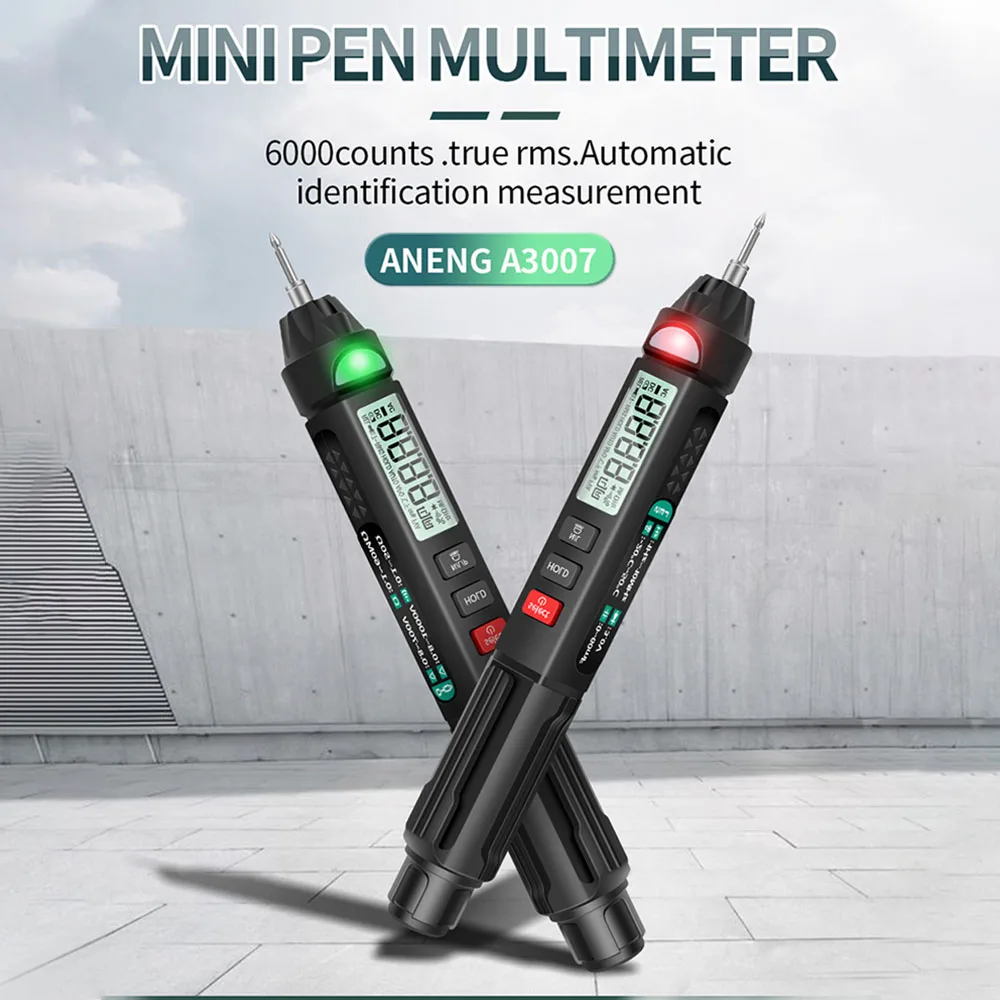 

Data Hold Digital Multimeter AC DC Voltage Auto Ranging High Accuracy Portable With Flashlight Resistance Capacitance Pen Type