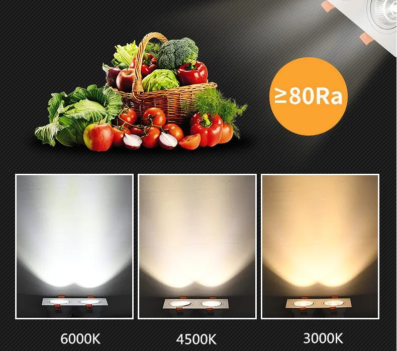 

Double Head LED Downlight Spot Light Dimmable Ceiling Square Recessed Bedroom Kitchen Indoor Lighting