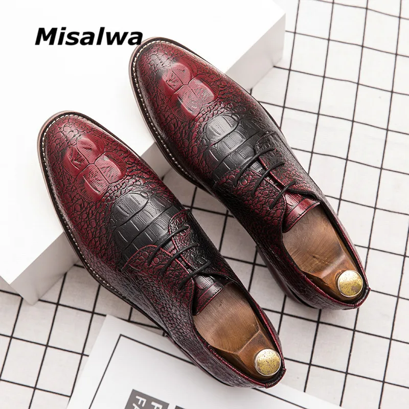 

Туфли Misalwa мужские классические, кожа, крокодил, оксфорды, свадебные туфли, стиль джентльмен, Дерби, лоферы, большой размер 48