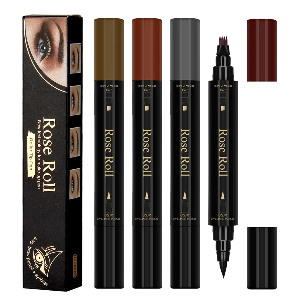 

4 Points Eyebrow Pen Double-headed Eyeliner Four-pronged Eyebrow Pencil Waterproof Long-lasting Can Be Pasted False Eyelashes