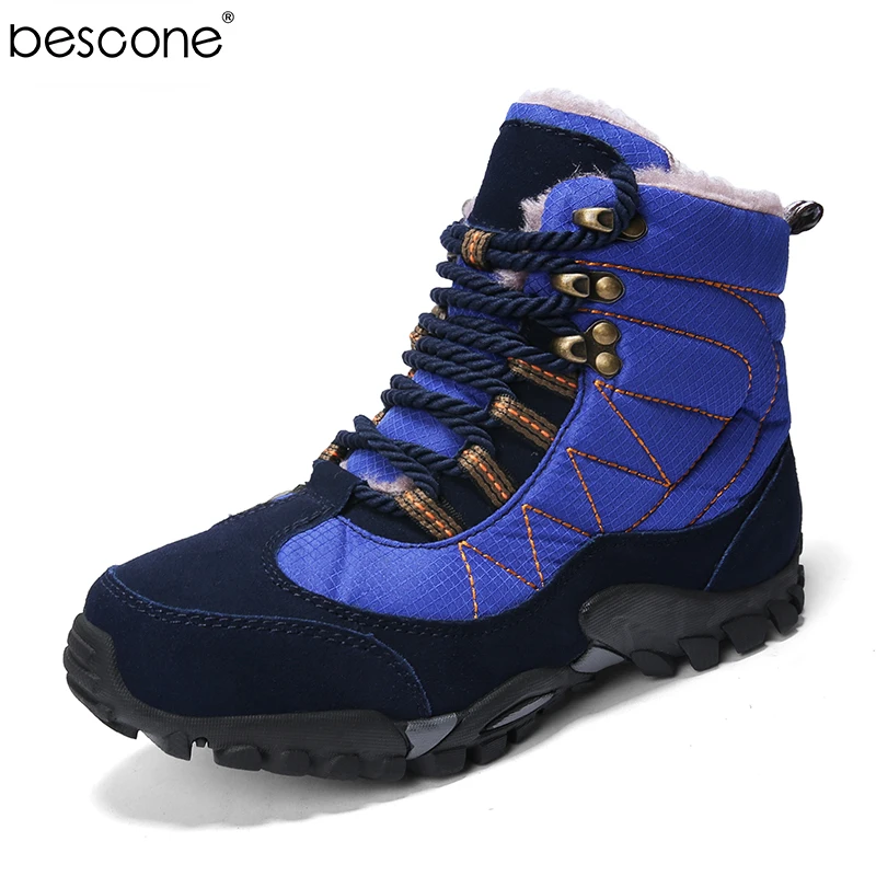 BESCONE/мужские теплые зимние ботильоны водонепроницаемые повседневные короткие