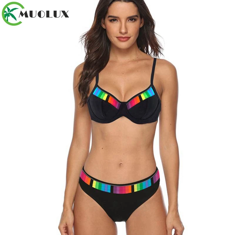 MUOLUX 2020 сексуальный однотонный купальник с принтом винтажный открытой спиной