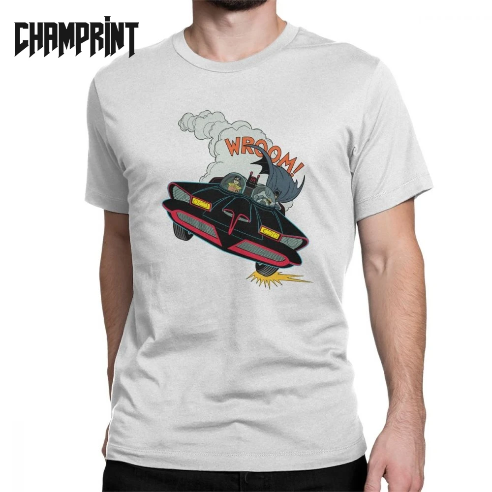Batman Batmobile Wroom Для Мужчин's футболки забавная Футболка короткий рукав с круглым