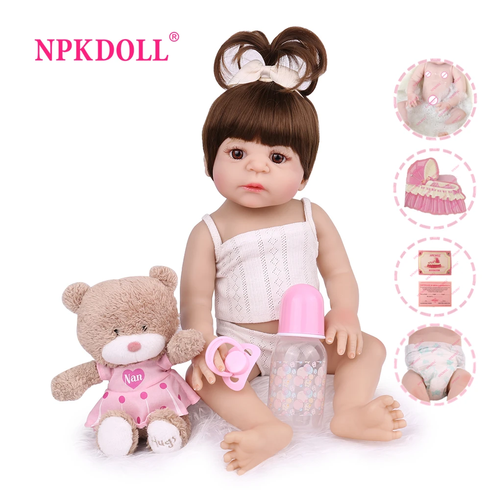 

NPKDOLL Bebes Reborn Doll 18 Inch Full Vinyl Body Lifelike Toys Children Playmate Babe Boneca Birthday Gifts Dolls For Girls