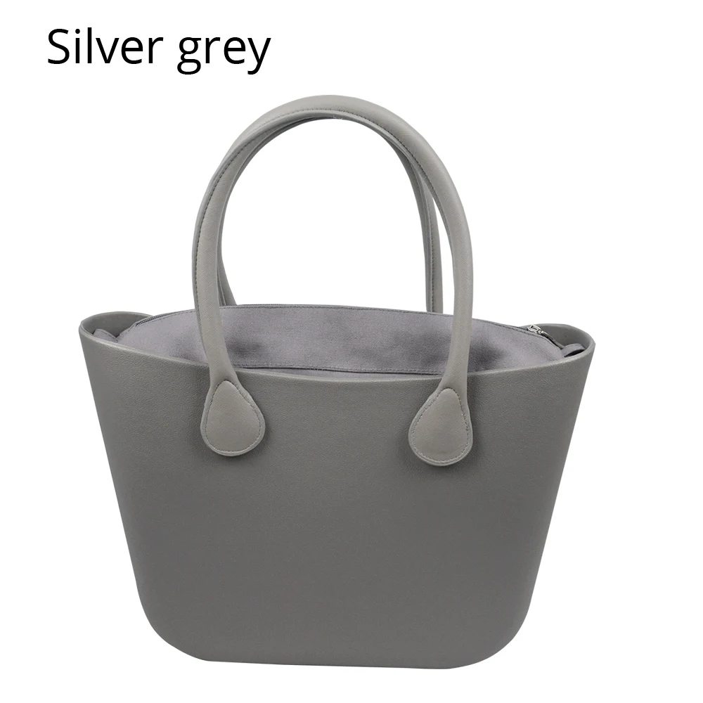 silver grey Новинка, TANQU, классическая сумка EVA со вставным внутренним карманом, цветные ручки, EVA, силиконовая резина, водонепроницаемая женская сумка, стиль obag - Цвет: silver grey