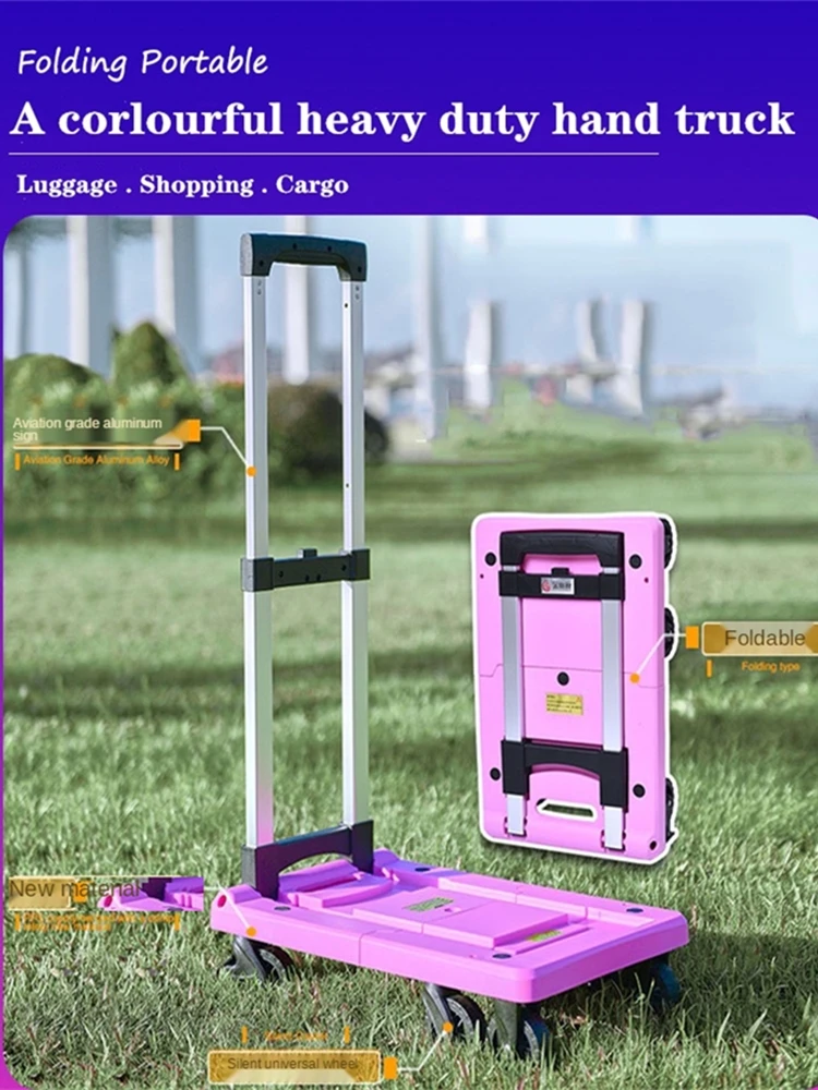

Foldable Hand Truck Luggage Carts Trolley 500 lbs Capacity Aluminum Alloy Dolly Portable for Home Office Shopping Travel